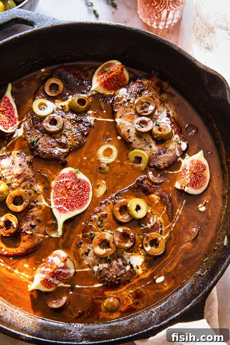 pork chops in sweet and sour sauce with olives and figs