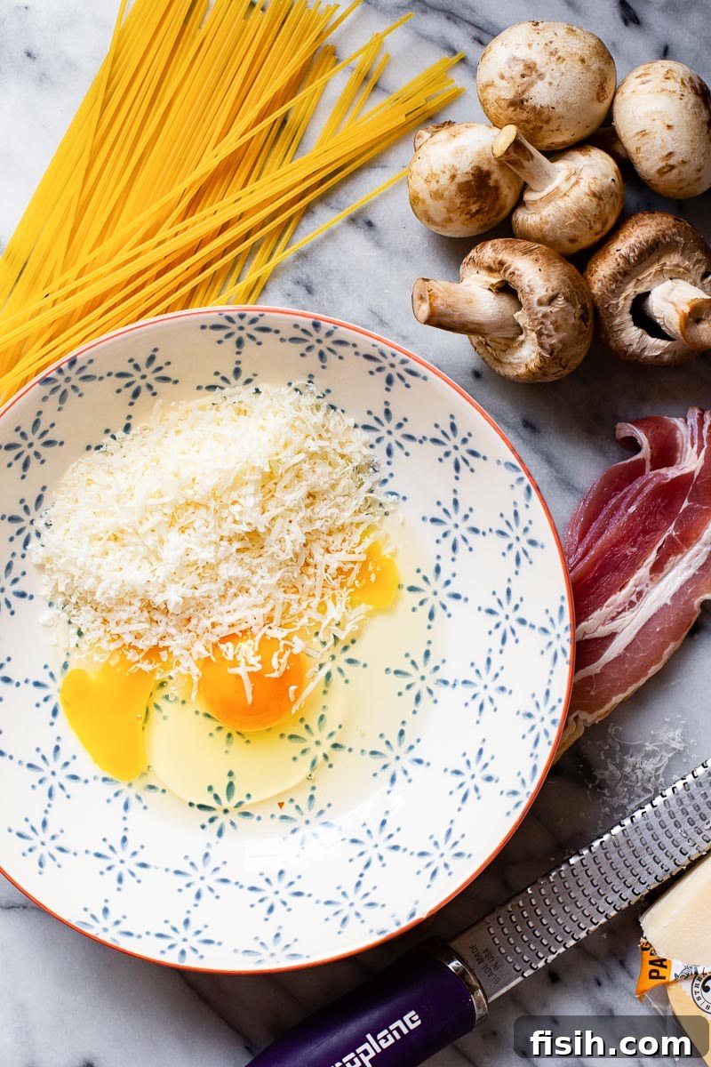 Lightning-Fast Mushroom Carbonara 3 Ingredients for spaghetti carbonara with mushrooms