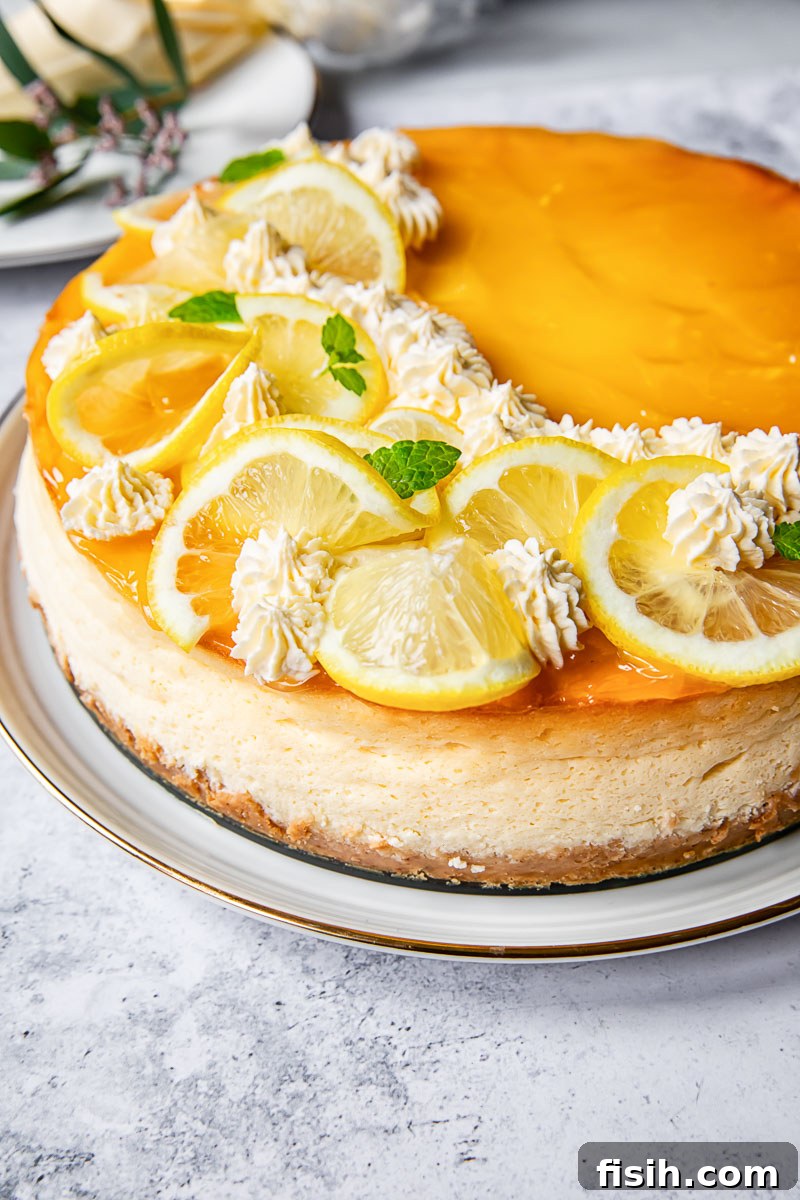 side view lemon curd cheesecake