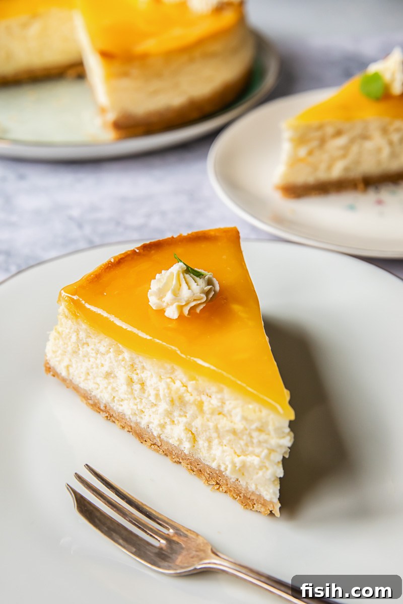 a slice of cheesecake on a plate