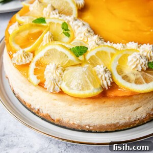 side view lemon curd cheesecake