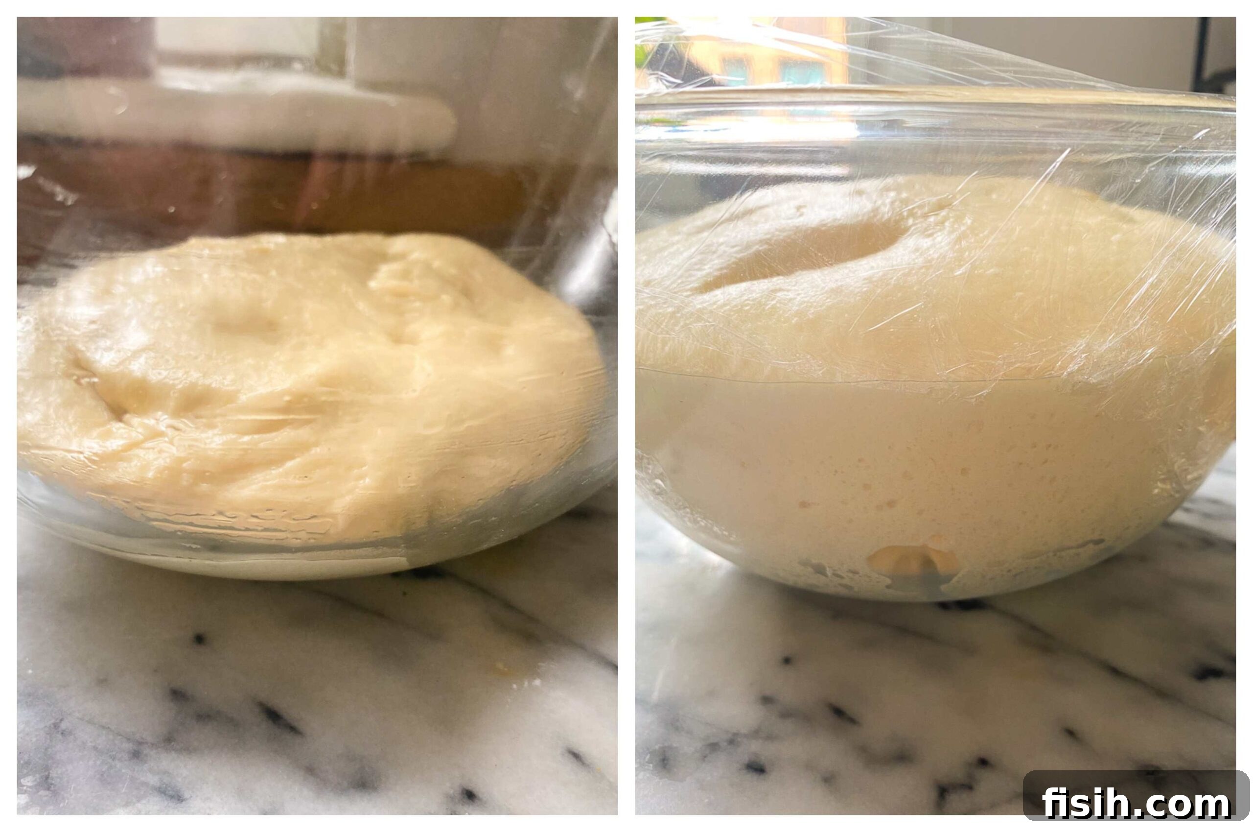 stages of dinner roll dough proofing
