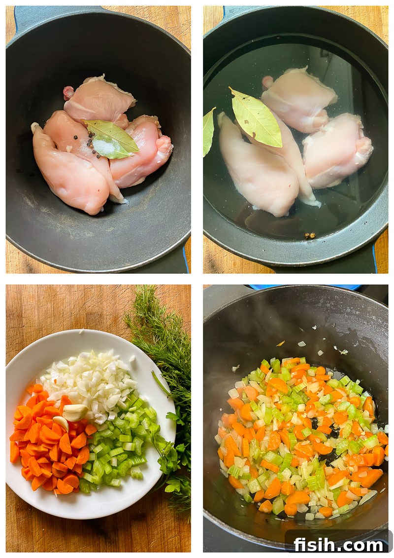 Grandma's Comforting Chicken Noodle 5 chicken noodles soup process images