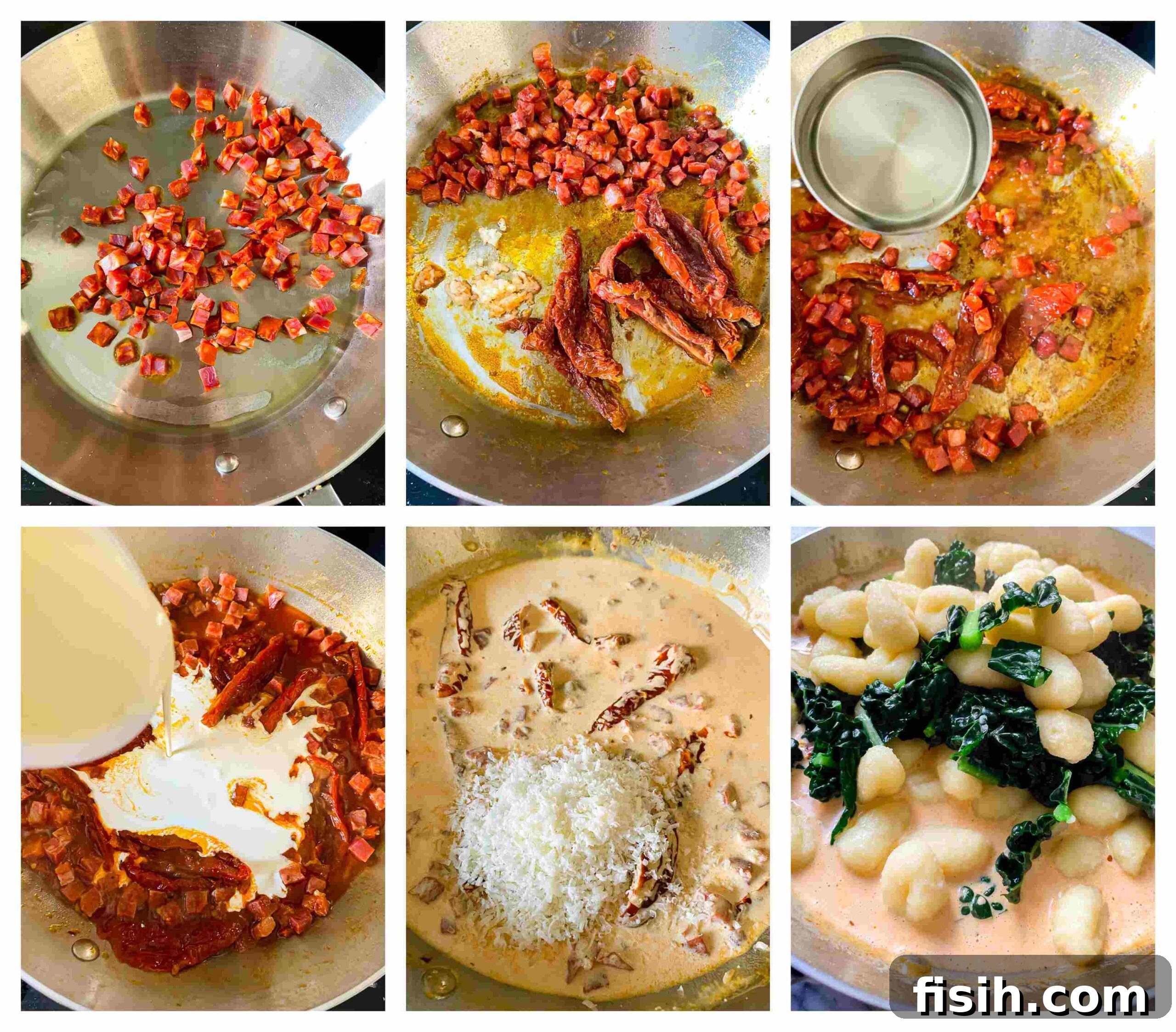 chorizo gnocchi cooking process images