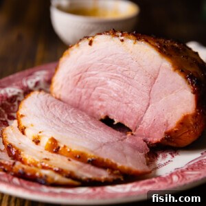 side view of sliced ham