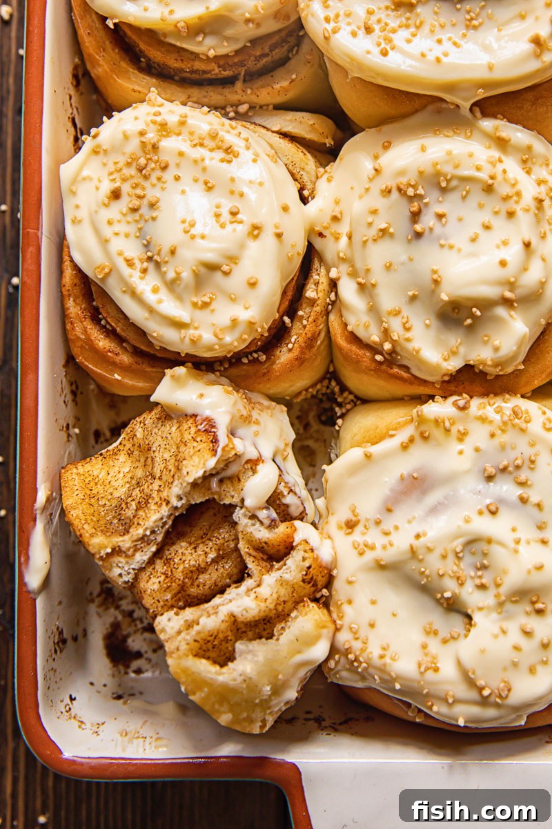 close up of sweet rolls in a pan