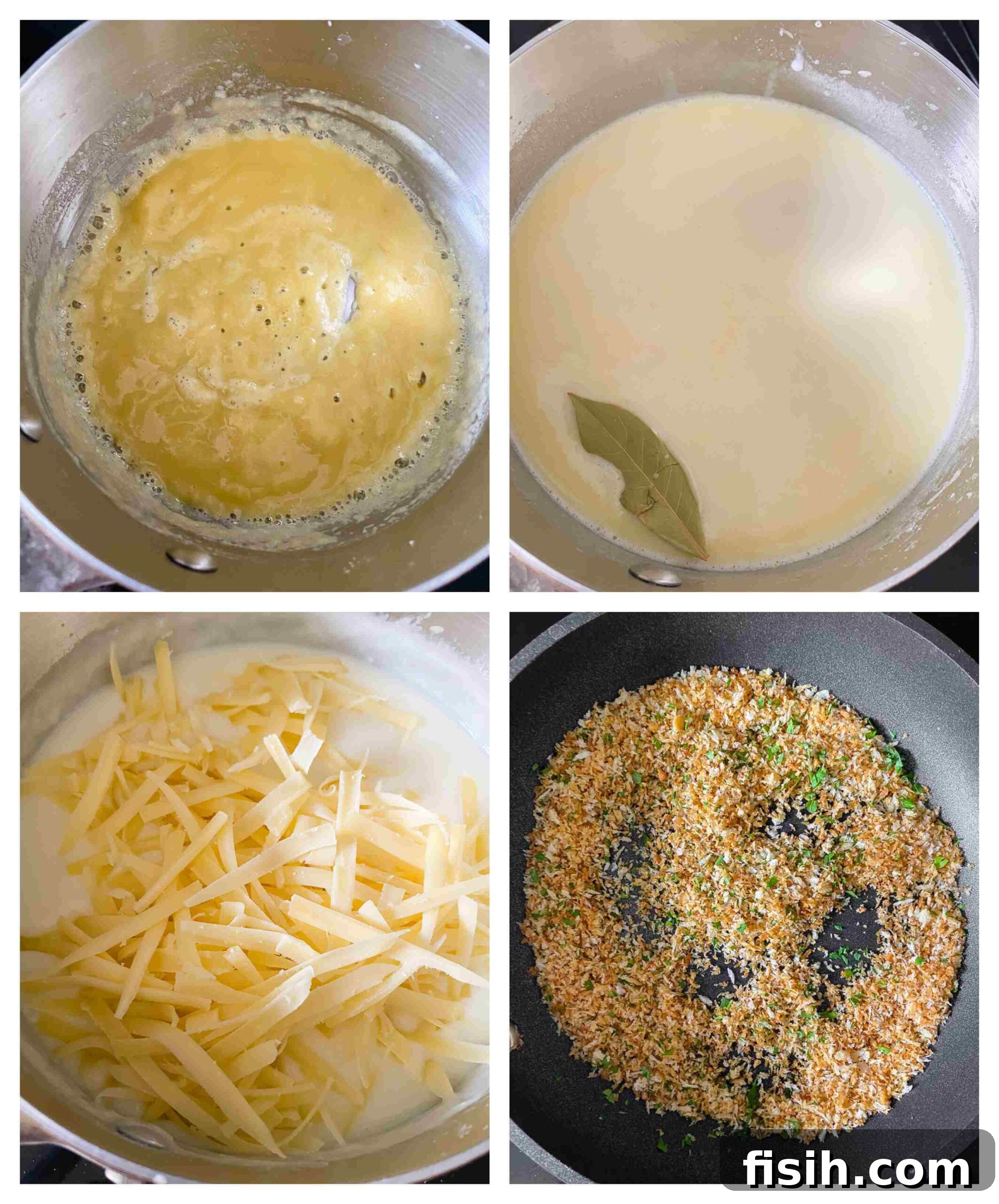 Mornay Asparagus Bake with Toasted Crumbs 5 mornay sauce cooking process images