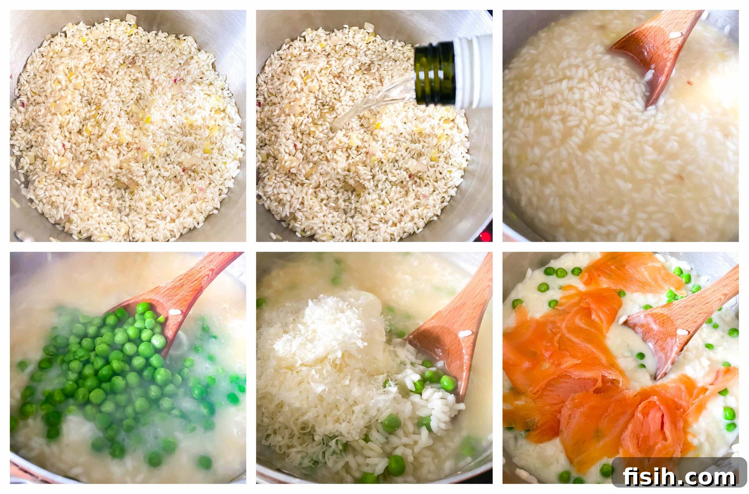 salmon risotto process images