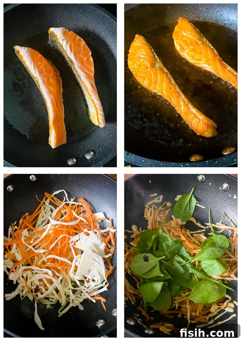 teriyaki salmon donburi process images