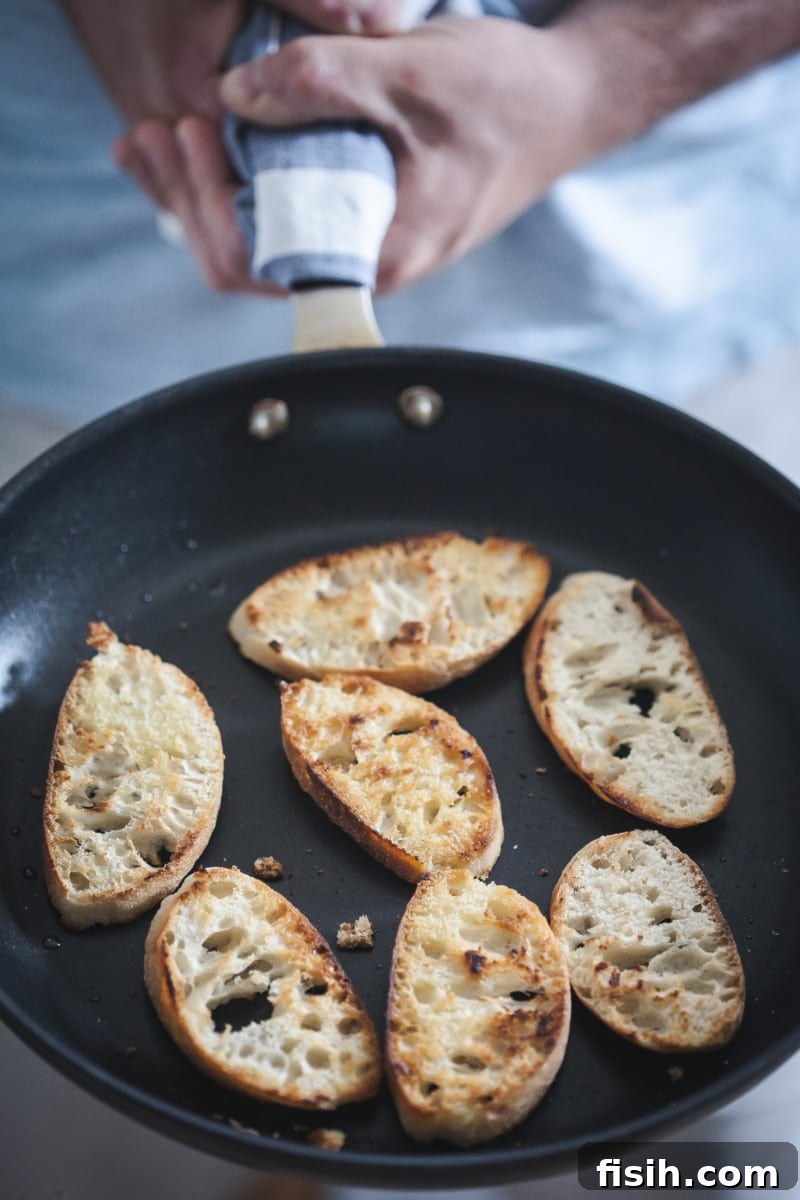 Forest Mushroom Toasts 3 Frying pan with bread slices