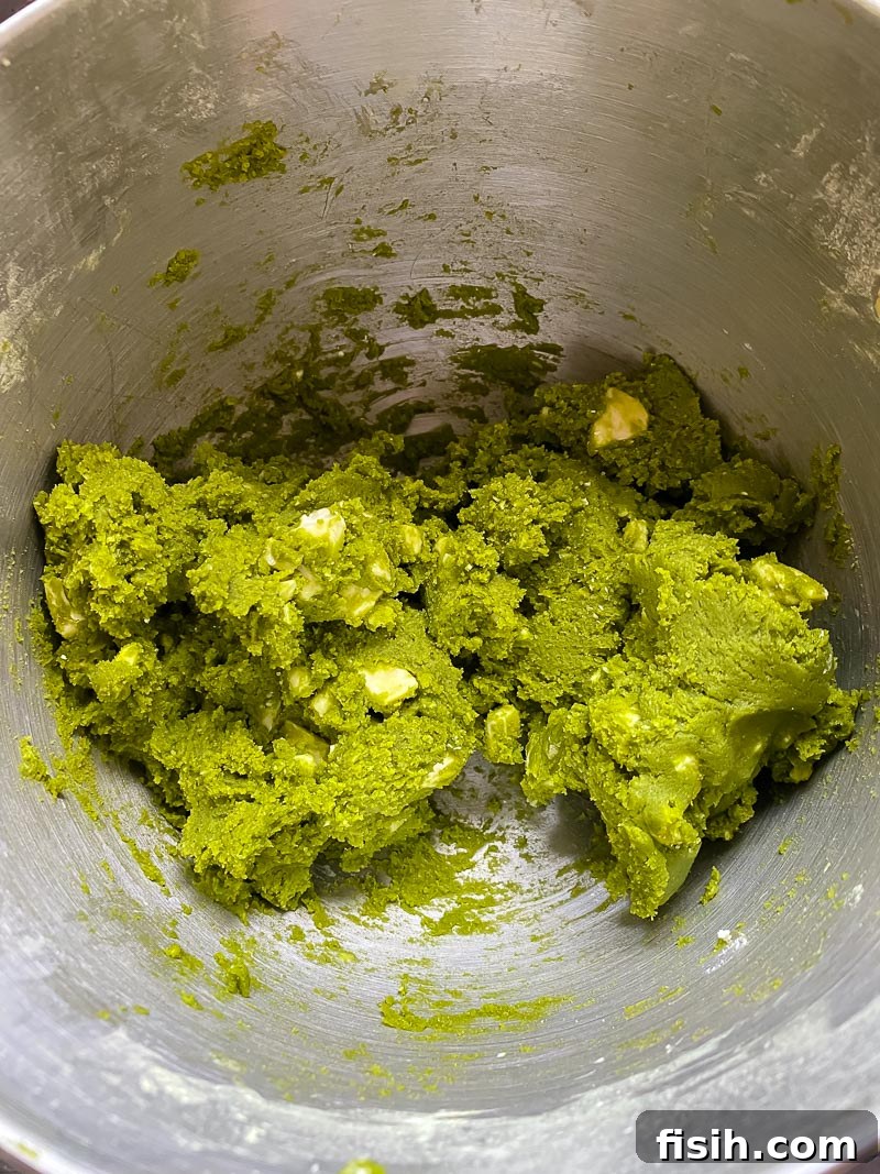 Matcha Bliss White Chocolate Cookies 4 green cookie dough with white chocolate chunks