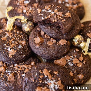 A festive pile of Double Chocolate Mint Cookies, ready to be devoured.