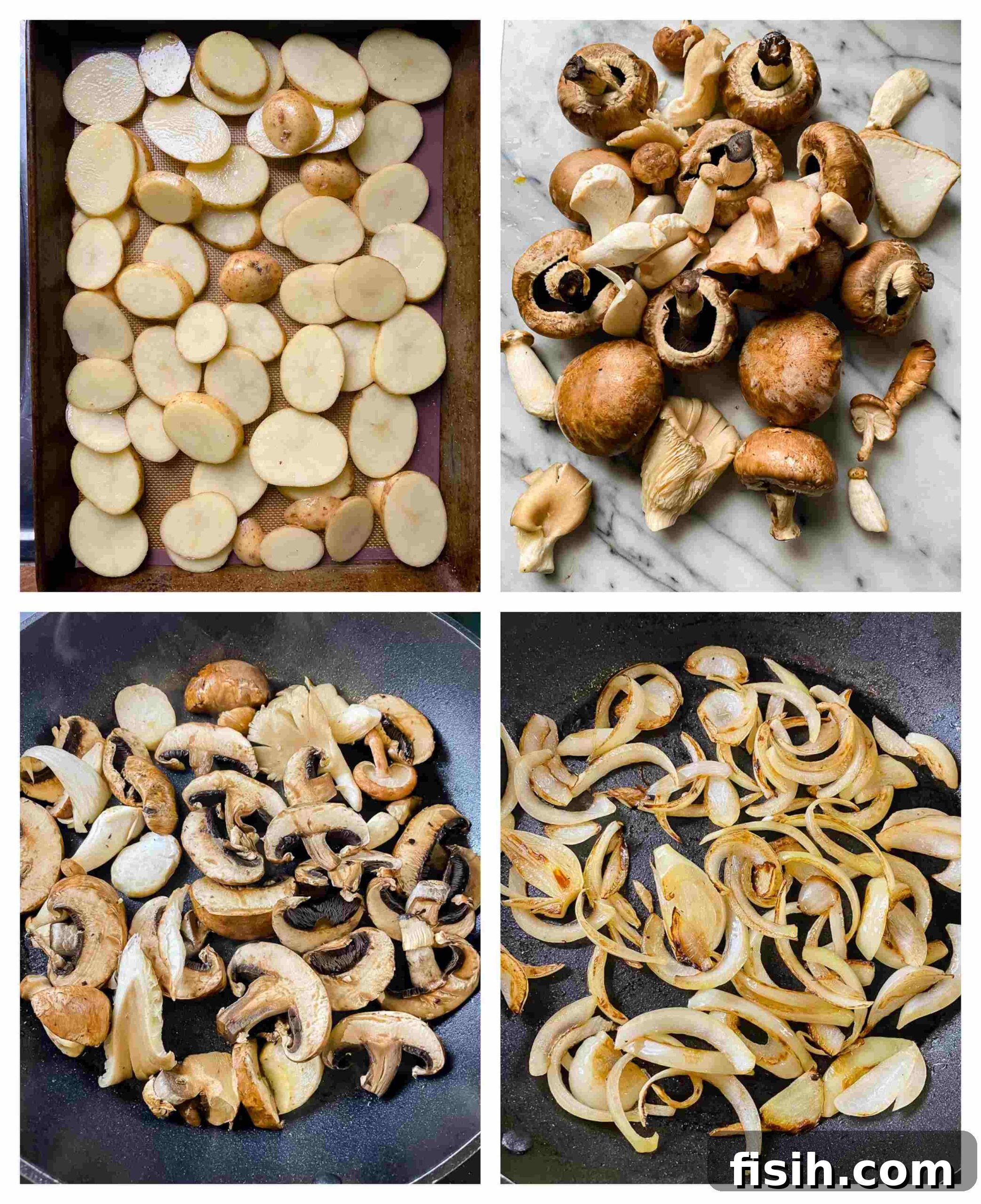 Crispy Oven Potatoes with Mushrooms and Onions 4 oven fried potatoes and mushrooms recipe process images