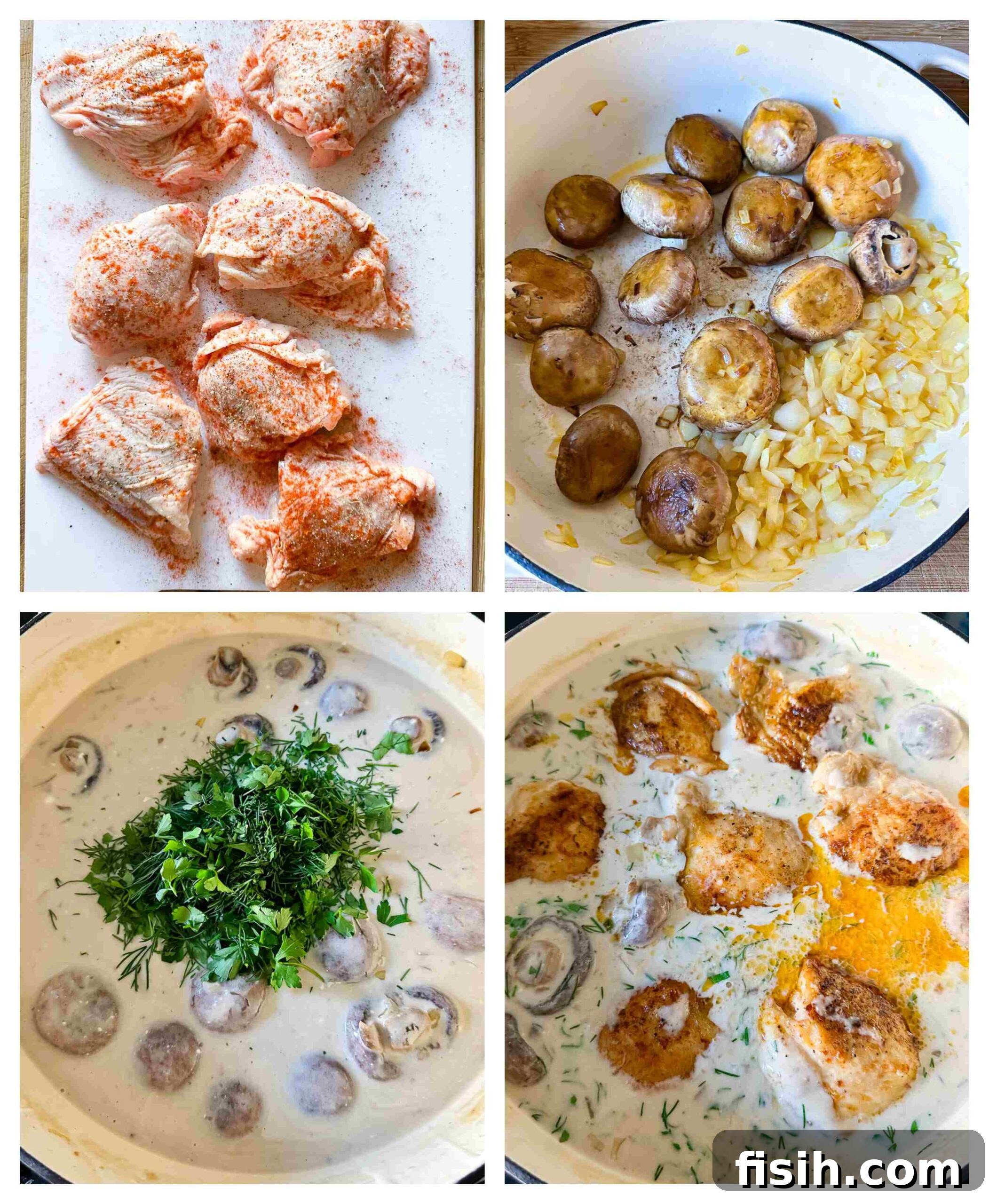 Tangy Cream Braised Chicken and Mushrooms 4 sour cream chicken recipe process images