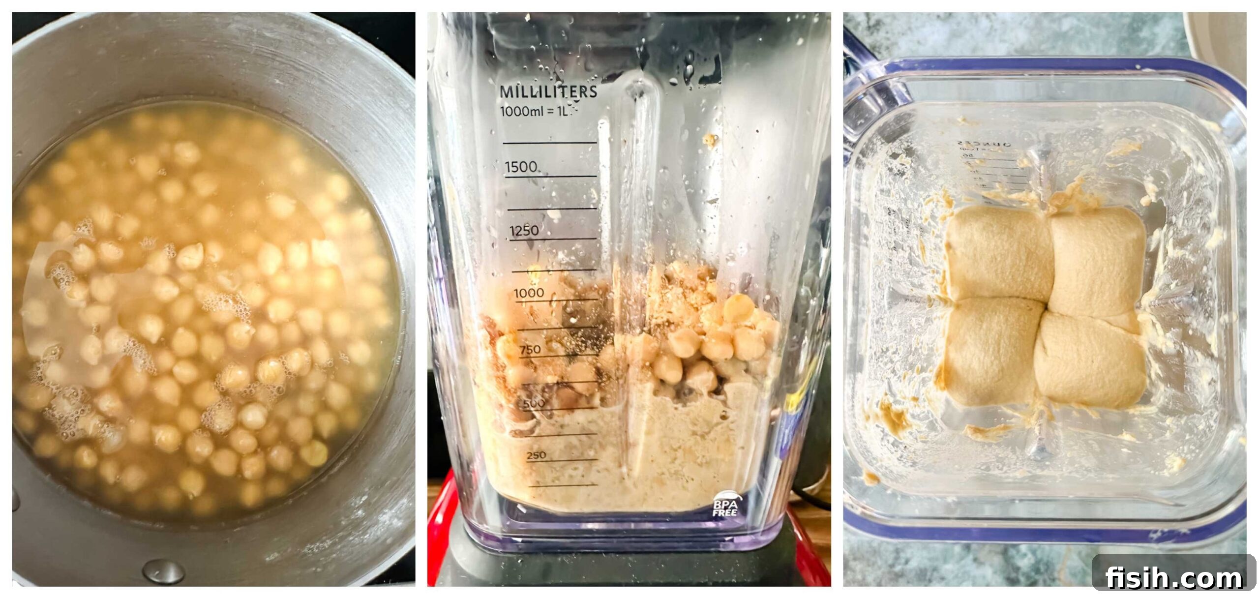 Silky Hummus with Golden Za'atar Chickpea Crunch 4 hummus recipe process images
