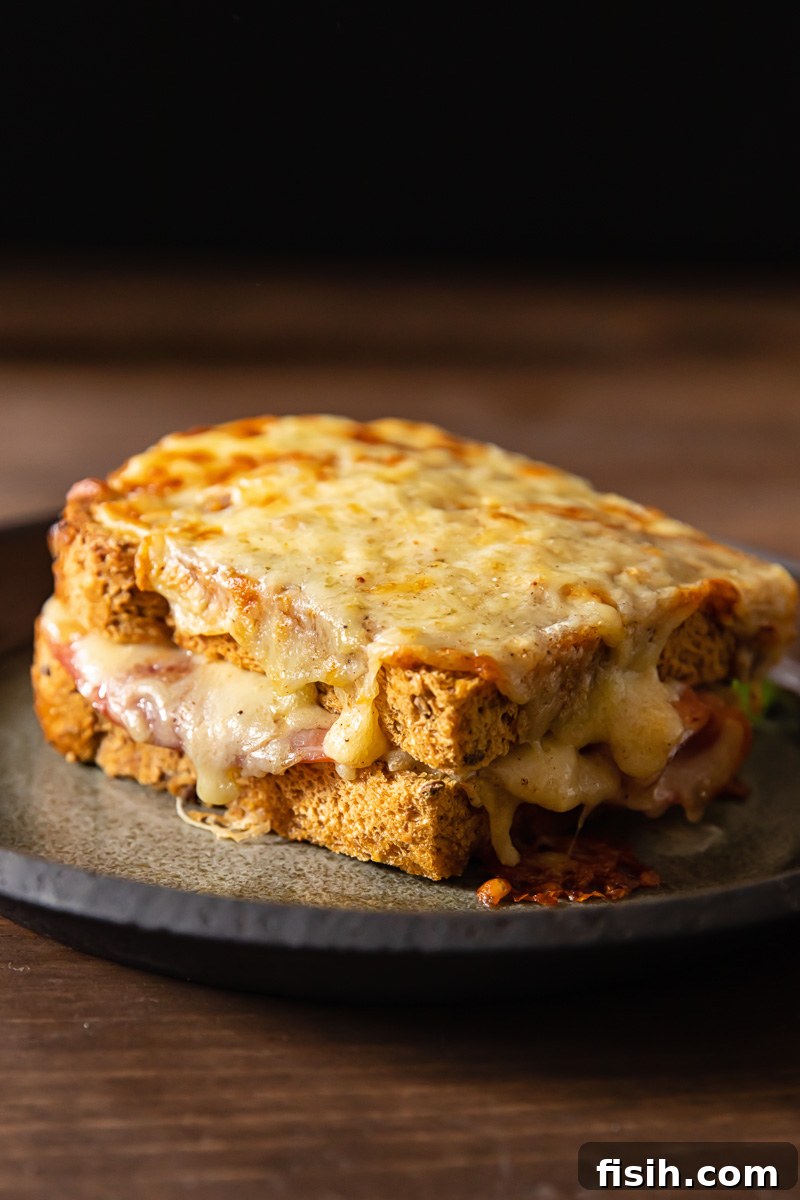 side view of grilled cheese sandwich