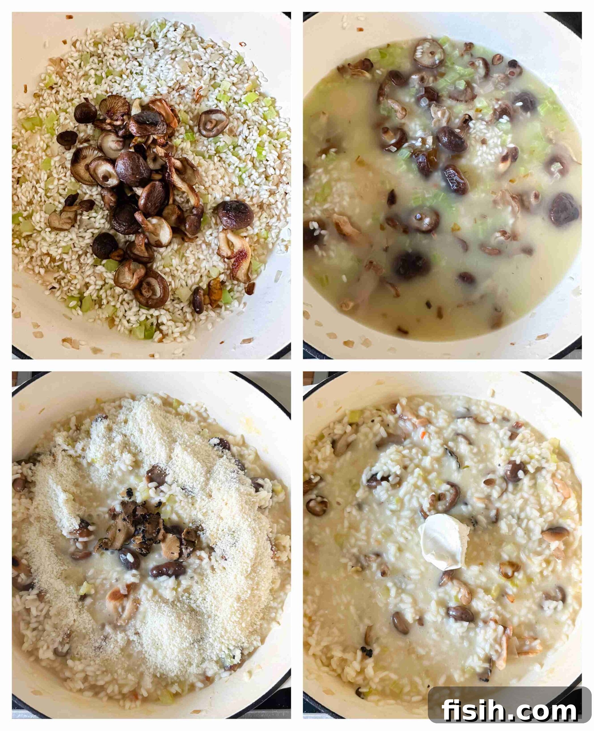 Process shot of Truffle risotto cooking in a pan
