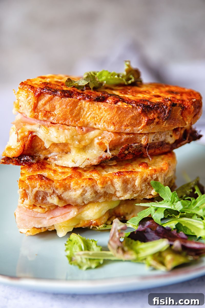 Two sandwiches piled on a plate with lettuce leaves.