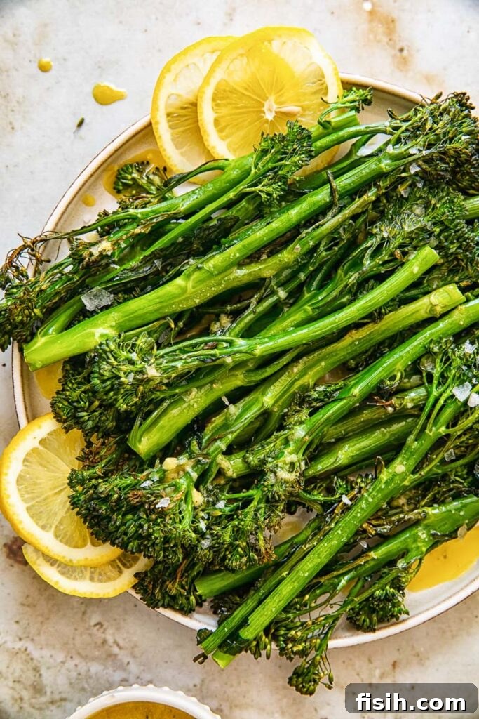 Golden Roasted Tenderstem Broccoli with Zesty Lemon Garlic Vinaigrette 2 Plate of tenderstem broccoli