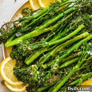 Golden Roasted Tenderstem Broccoli with Zesty Lemon Garlic Vinaigrette 6 Plate of tenderstem broccoli
