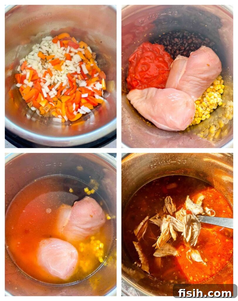 One-Pot Wonder Chicken Tortilla Soup 6 chicken tortilla soup recipe process image collage