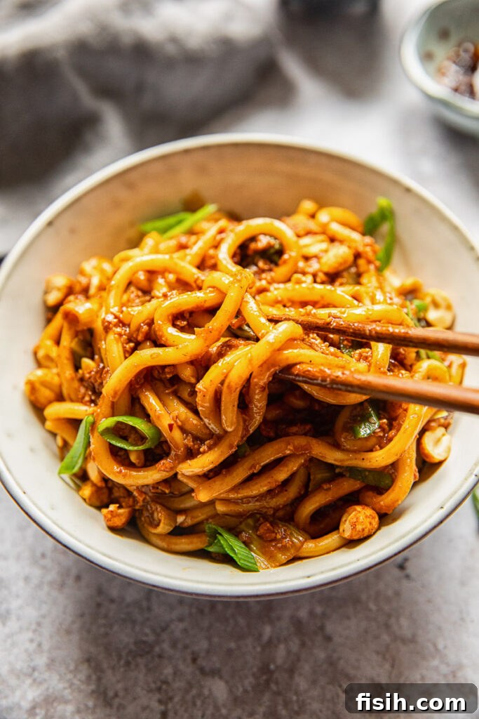 Dan dan noodles in a bowl