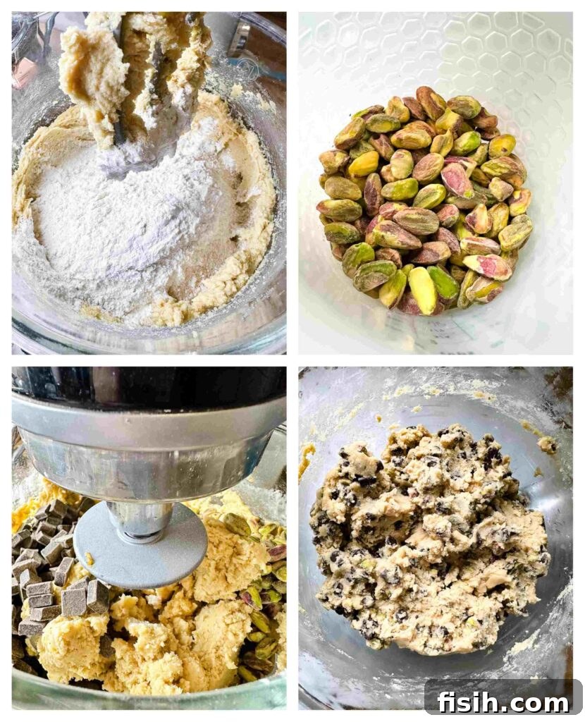 Process shots of the cookie batter being made