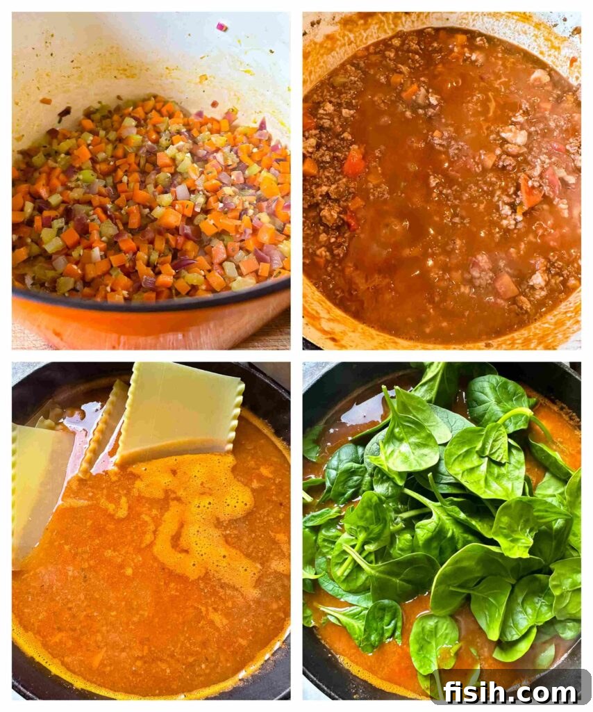 four process shots showing the order of ingredients being added