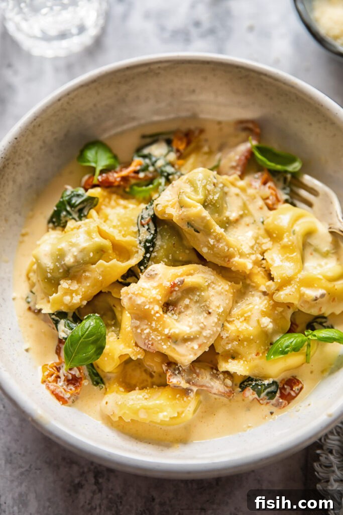 bowl of tortellini with sauce