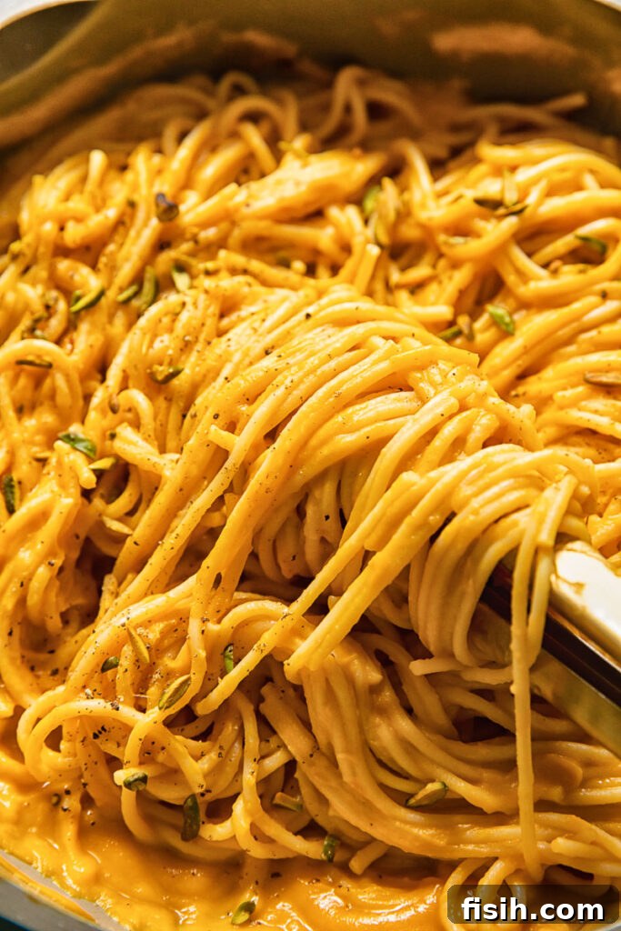 Close up of the squash pasta