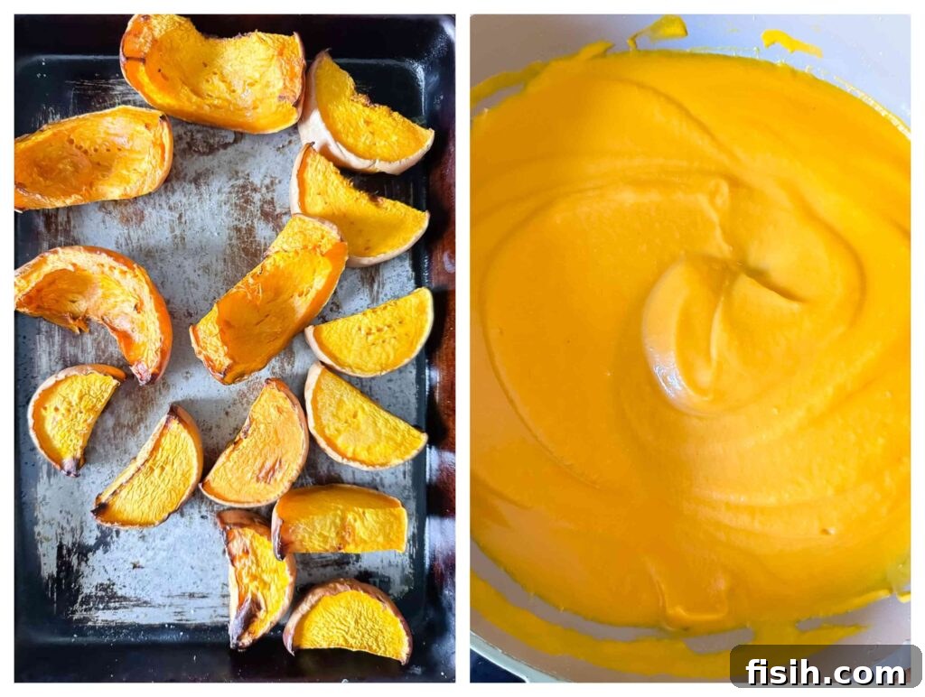 Two process shots showing how to make the sauce