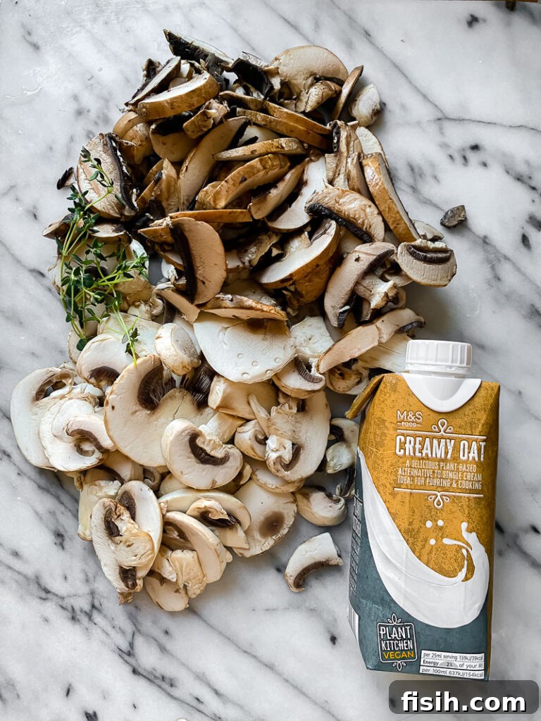 mushrooms and oat cream on a table