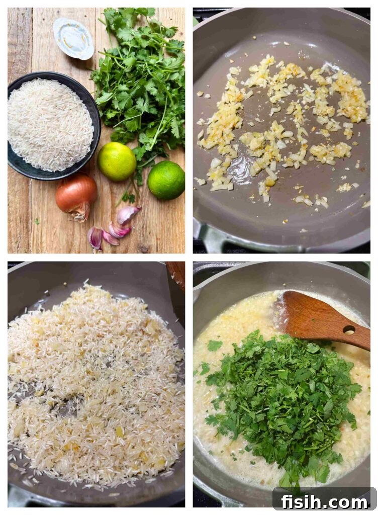 Process shots of ingredients being prepped then combined in a pan