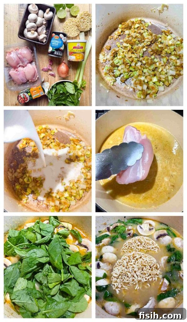 A step-by-step visual guide to preparing the soup, from chopping fresh vegetables to simmering all the delicious ingredients in a large pot, culminating in a ready-to-serve dish.