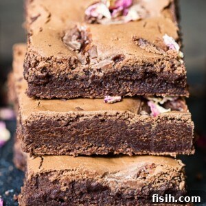Stack of three rich Turkish Delight brownies