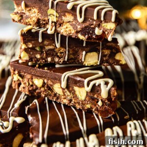 Stacked no-bake chocolate fridge cake bars