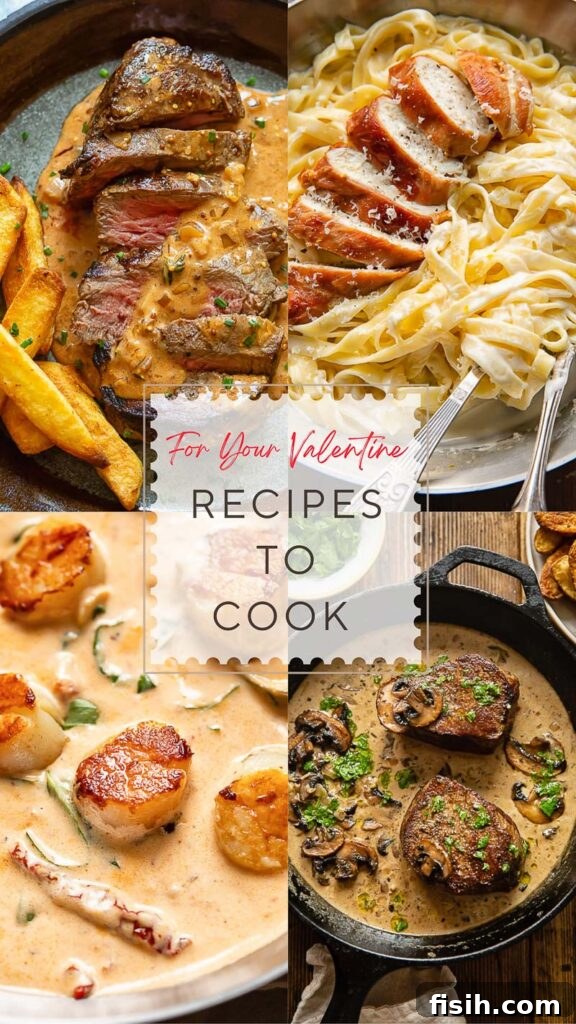 Skip the Reservations: 10 Recipes for a Perfect Valentine's Day In 2 A collage of romantic Valentine's Day dinner and dessert recipes, perfect for a cozy night in.