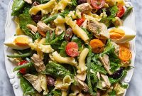 Mediterranean Tuna Nicoise Pasta Salad with Olives