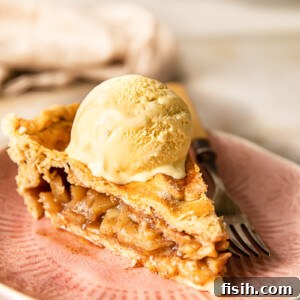 Slice of apple pie with ice cream