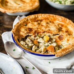Sage Chicken Pot Pie with slice removed