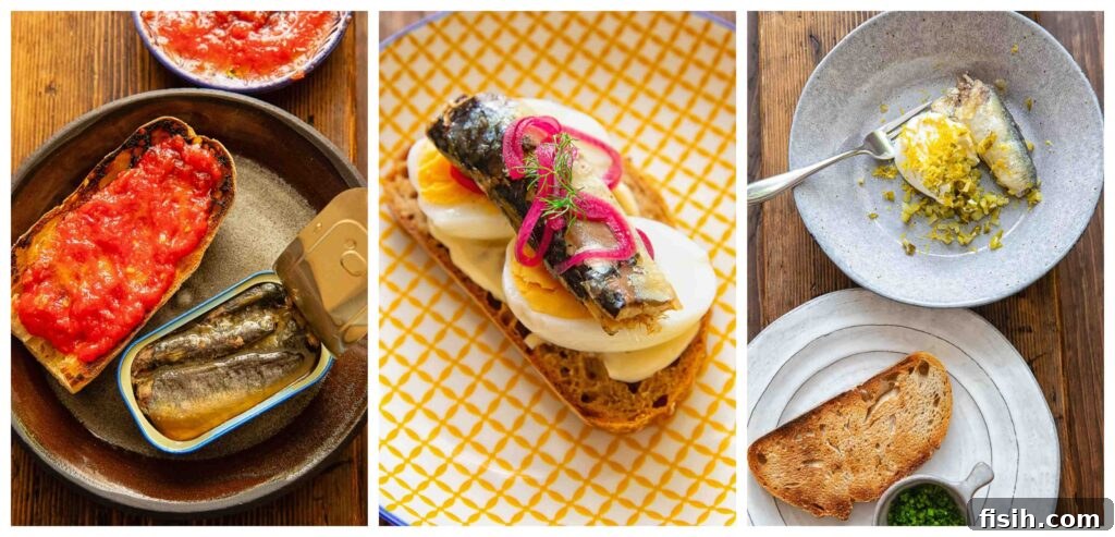 3 Sardine Toast Recipes: Flavorful Ideas for Any Meal 6 Three image collage showing how to assemble the sardine toast